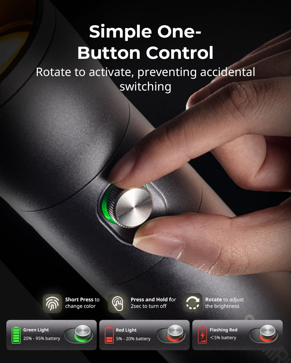 SMALLRIG RGB LED Photography Flashlight, 7500Mah Aluminum Alloy Patterned Ambient Light, 4 Color Fill Light with 20 Patterned Light Filters, Perfect for Photo, Content Creation Accessorie RF10C 4634 image number 2