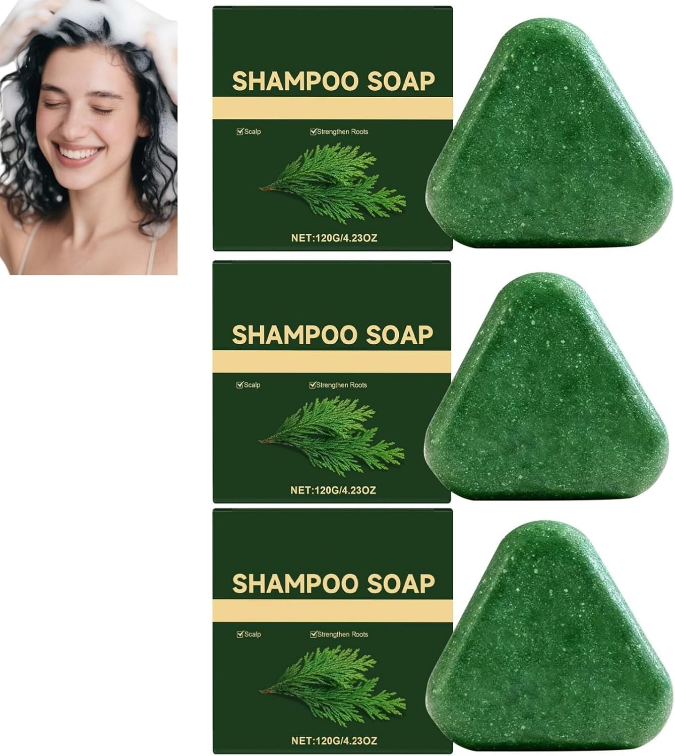 Shampoo Soap Bar for Scalp Care, Moisturizes & Strengthens Hair Roots, Travel-Friendly, Gentle and Mild,Leaves Hair Soften, Smoothing and Easy to Style, Fitting All Hair Types (4PCS)