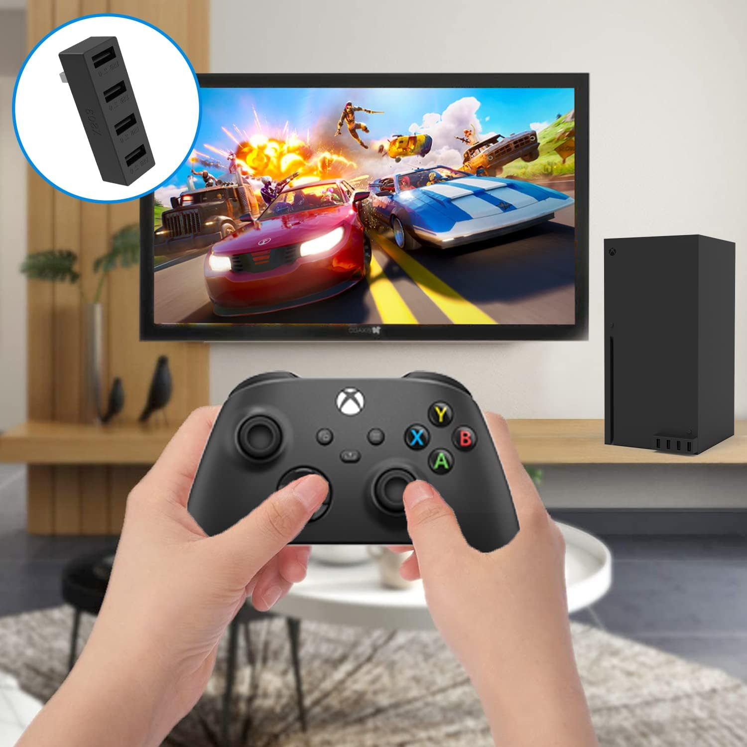 4 Ports USB Hub 2.0 for Xbox Series X/S, High Speed USB Hub Splitter Expansion Adapter Compatible with Xbox Series X/S Console image number 1