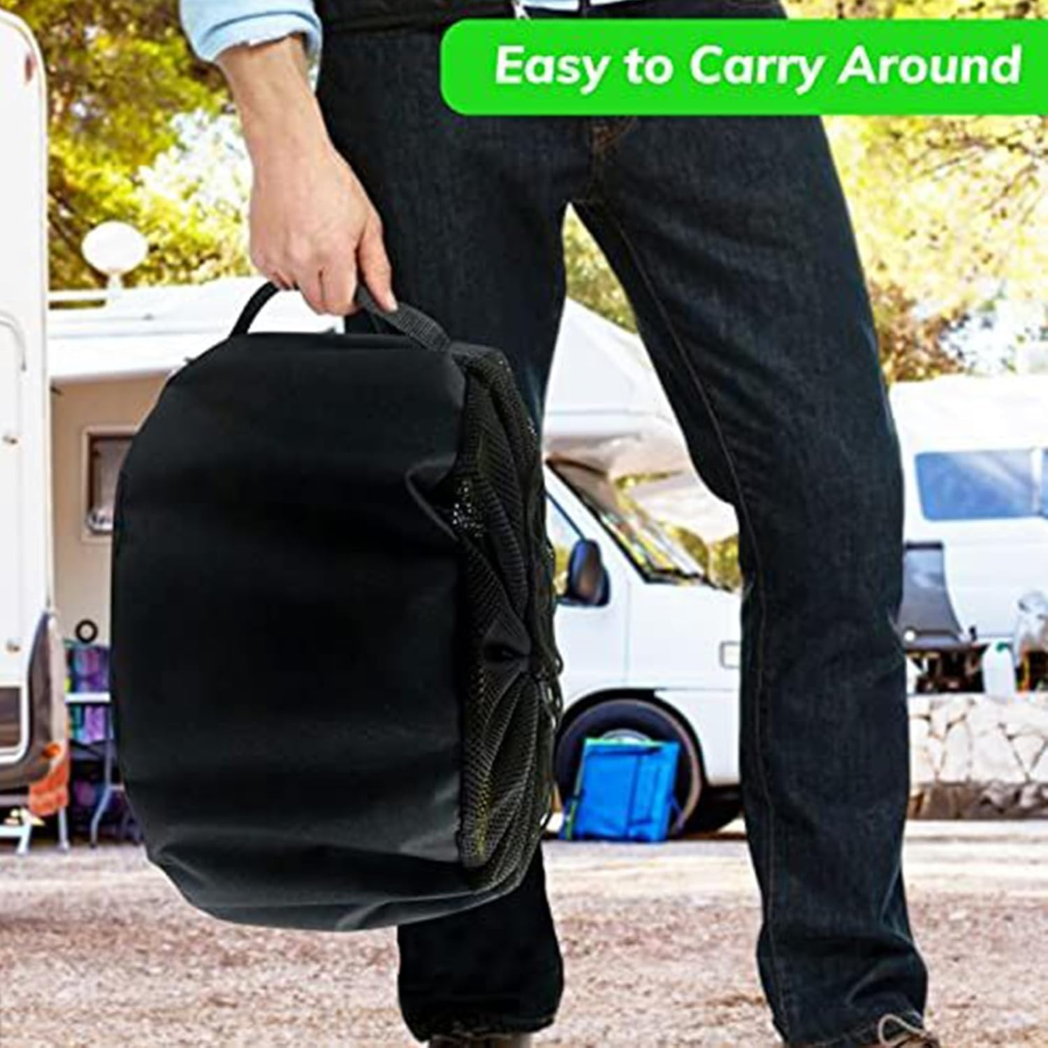 RV Hose Bags, RV Sewer Hose Storage with Drawstring Mesh Top, round Cable Organizer Bag, Storage Utility Bag for Sewer/Drink Water Hoses & Electrical Cords image number 4