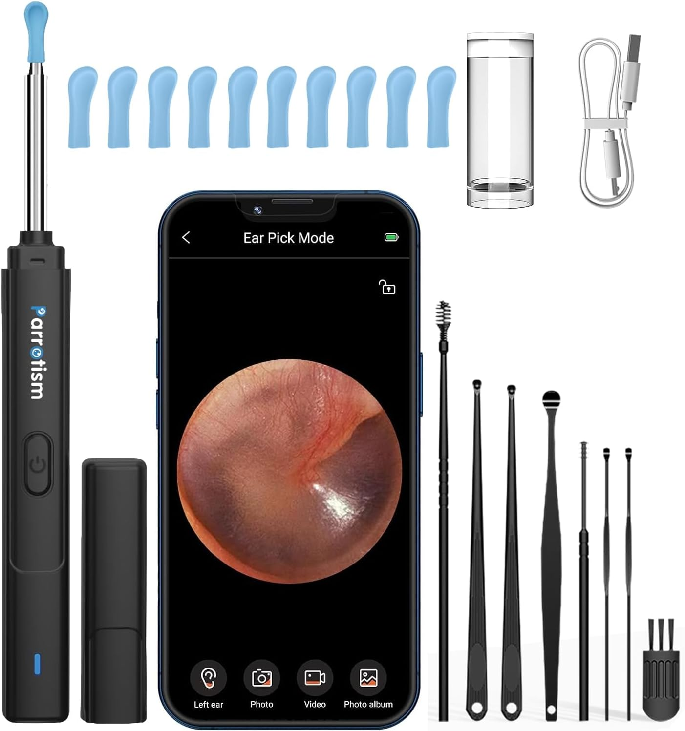 Ear Wax Removal, Wireless Otoscope with 6 LED Lights, 2K HD Camera Ear Wax Remover Cleaning Set &ndash; Compatible with Iphone and Android Devices &ndash; Adults, Kids and Pets (Y9) image number 1
