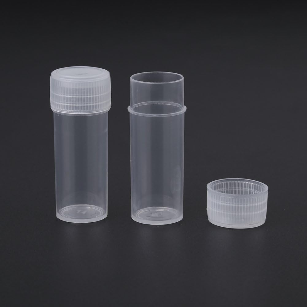 50 Pcs 5Ml Volume Plastic Sample Bottles Small Storage Container Test Tube Vial Storage Container