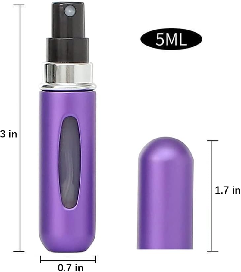 HINNASWA Portable Mini Refillable Perfume Empty Spray Bottle Atomizer Bottom Refill Pump Case for Traveling and Outgoing 3 Pcs Pack of 5Ml (Purple, Pink, Silver) image number 1