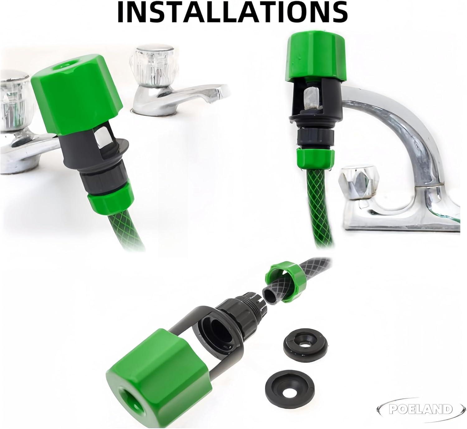 Universal Kitchen Tap to Garden Hose Connector, Indoor Outdoor Mixer Tap Adapter, Green