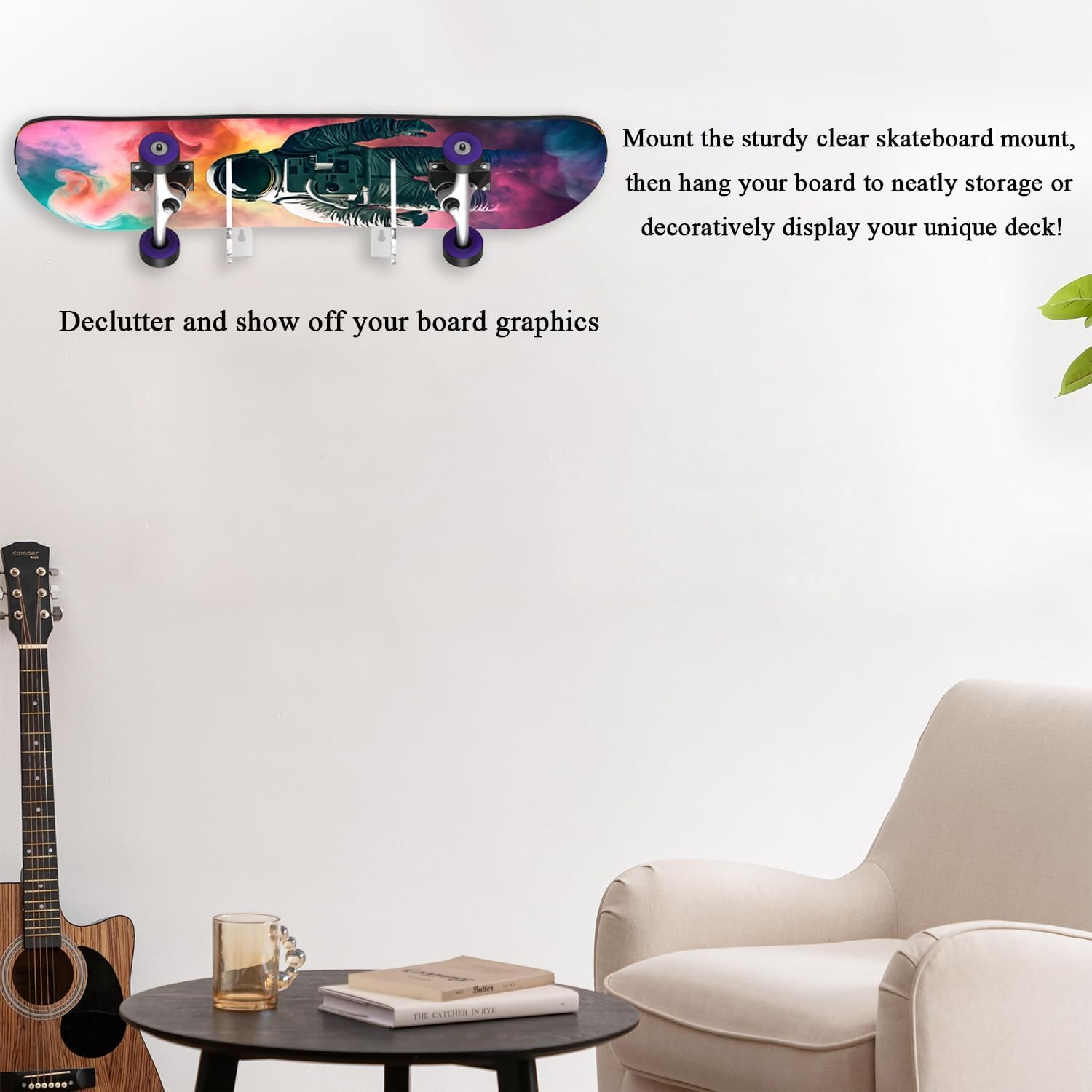 1 Pairs Skateboard Wall Mount Acrylic Skate Board Wall Holder Display Rack Indoor Floating Skateboard Storage Holder, Fine Workmanship image number 5