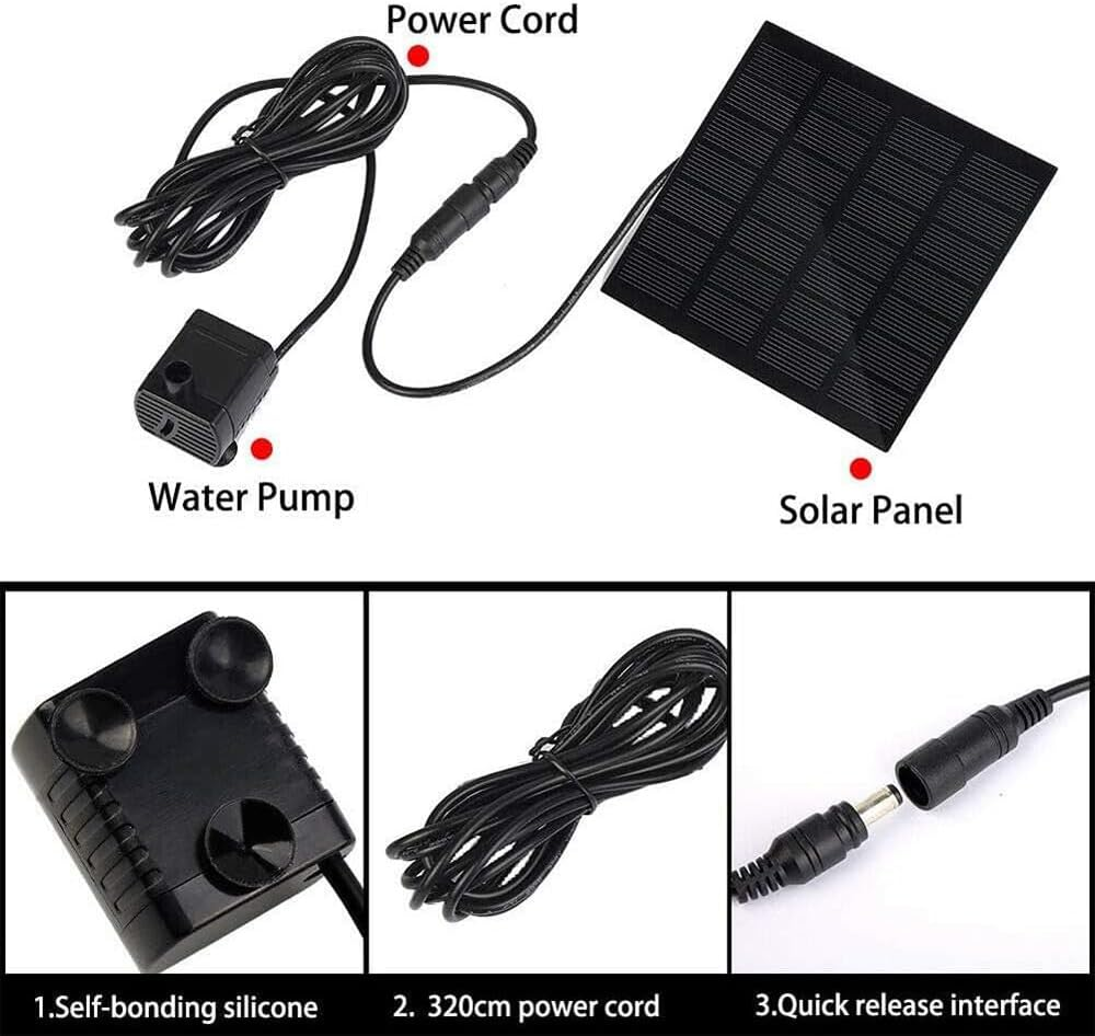 Solar Fountain Pump, Panel Water Pump with 8 Nozzles Sprays Elegant Water Feature for Bird Bath Solar Panel Kit Outdoor Fountain for Outdoor Small Pond Patio Garden and Fish Tank Bird Bath image number 2