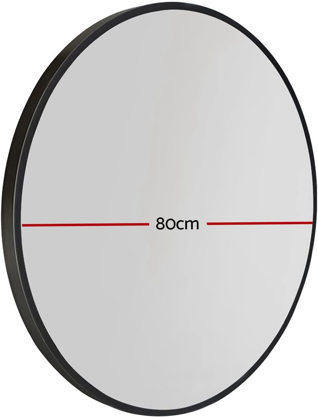 Embellir Wall Mirror, 80Cm Metal Frame Vanity Makeup Shower Bathroom Make up Mirrors Wall-Mounted Decorative Hanging Room Decor for Home Bedroom Hallway, Oval Silver Coated Modern Circle Black image number 6