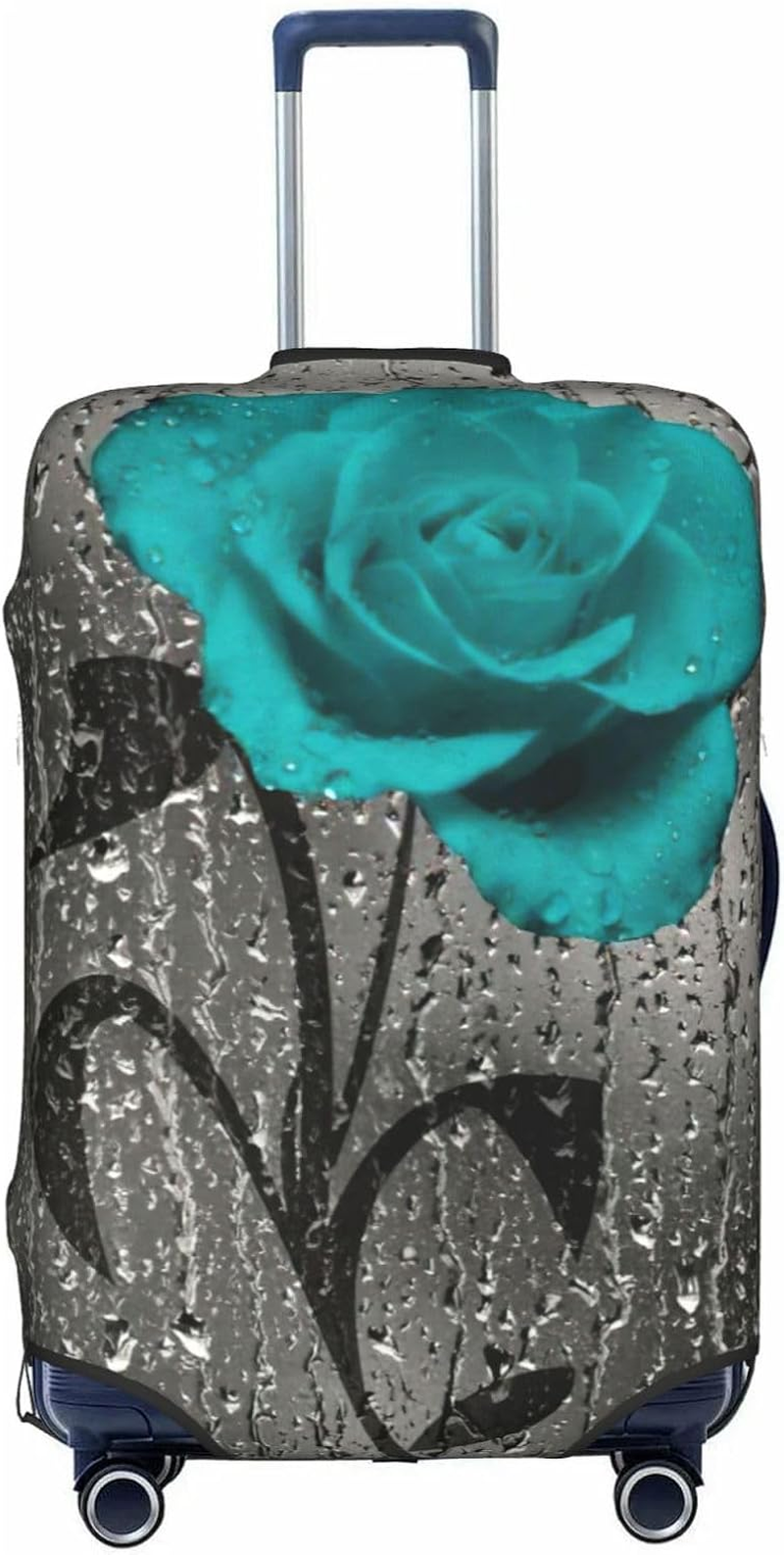 Odddot Teal Gray Rose Flower Print Travel Luggage Cover,Suitcase Protector Cover, Washable Baggage Covers,For 18-32 Inch Luggage, Teal Gray Rose Flower, Small image number 1