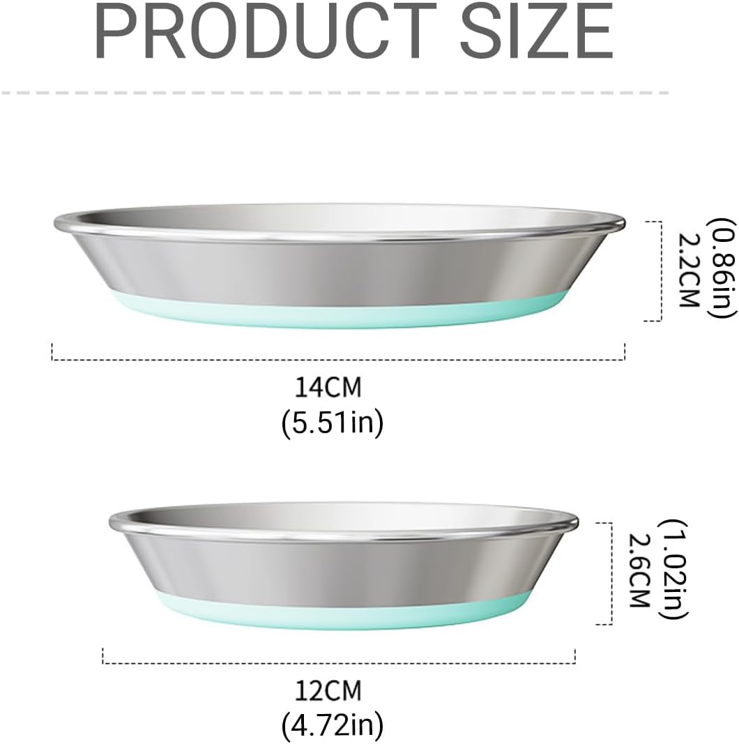 AIMALL Stainless Steel Cat and Dog Feeding Bowl with Anti-Slip Silicone Base, Shallow Wide Dish for Whisker Relief, Easy to Clean, for Wet and Dry Pet Food image number 6