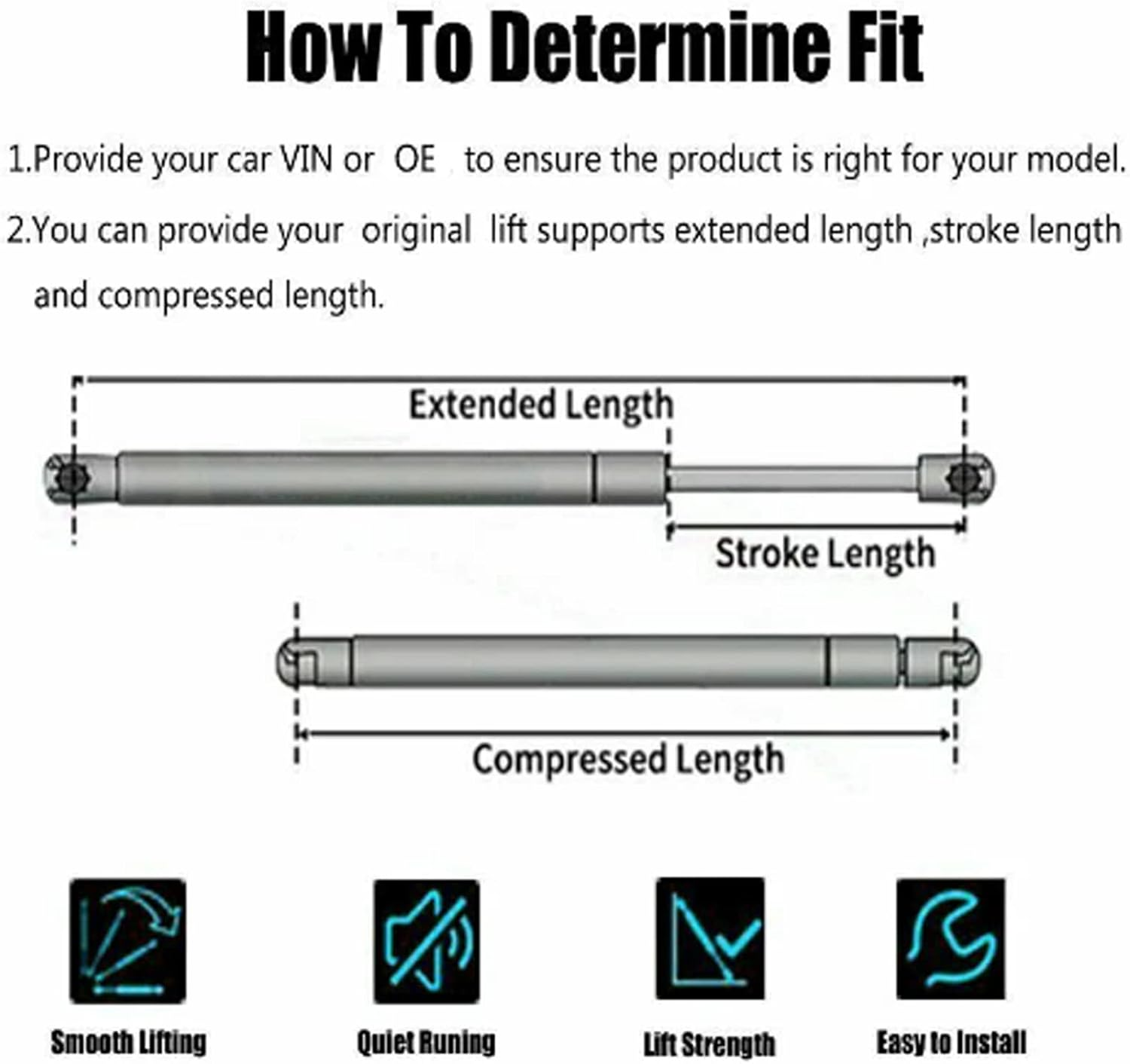 2 Tailgate Boot Gas Struts for Hyundai Veloster FS Coupe 2011-2017 SR Turbo Hatchback Rear Hatch Door Trunk Lid Liftgate Lift Support Shock Springs image number 5