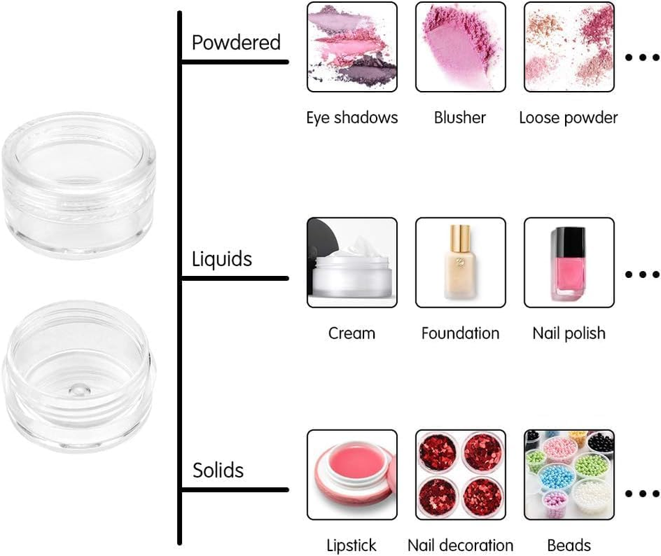100Pcs Makeup Sample Jars Cream Jars, 5Ml Sample Containers Travel Cosmetic Container, Clear Lip Balm Containers Cosmetic Jars with Lids for Makeup Beauty Products Face Creams DIY Making (5ML) image number 2