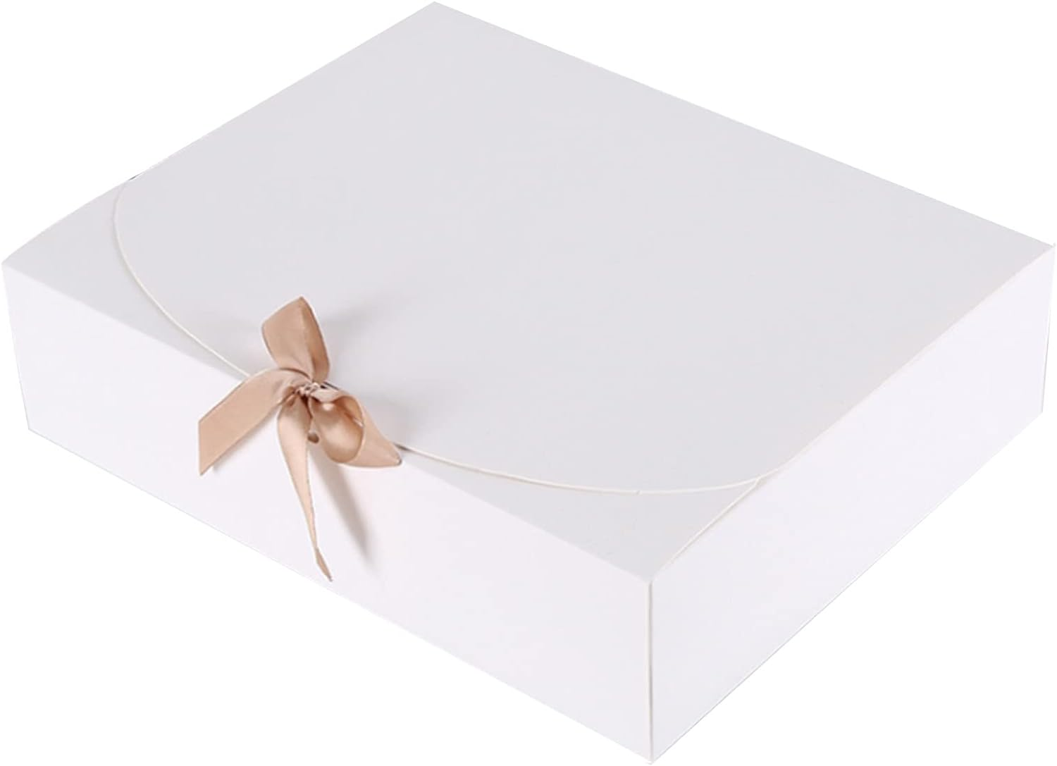 10 Pack Gift Boxes with Ribbon, 27X20X8Cm White Kraft Paper Boxes, Foldable Square Gift Wrap Boxes Bulk Presents Package Boxes for Gifts, Crafting, Candy, Party Favors image number 3