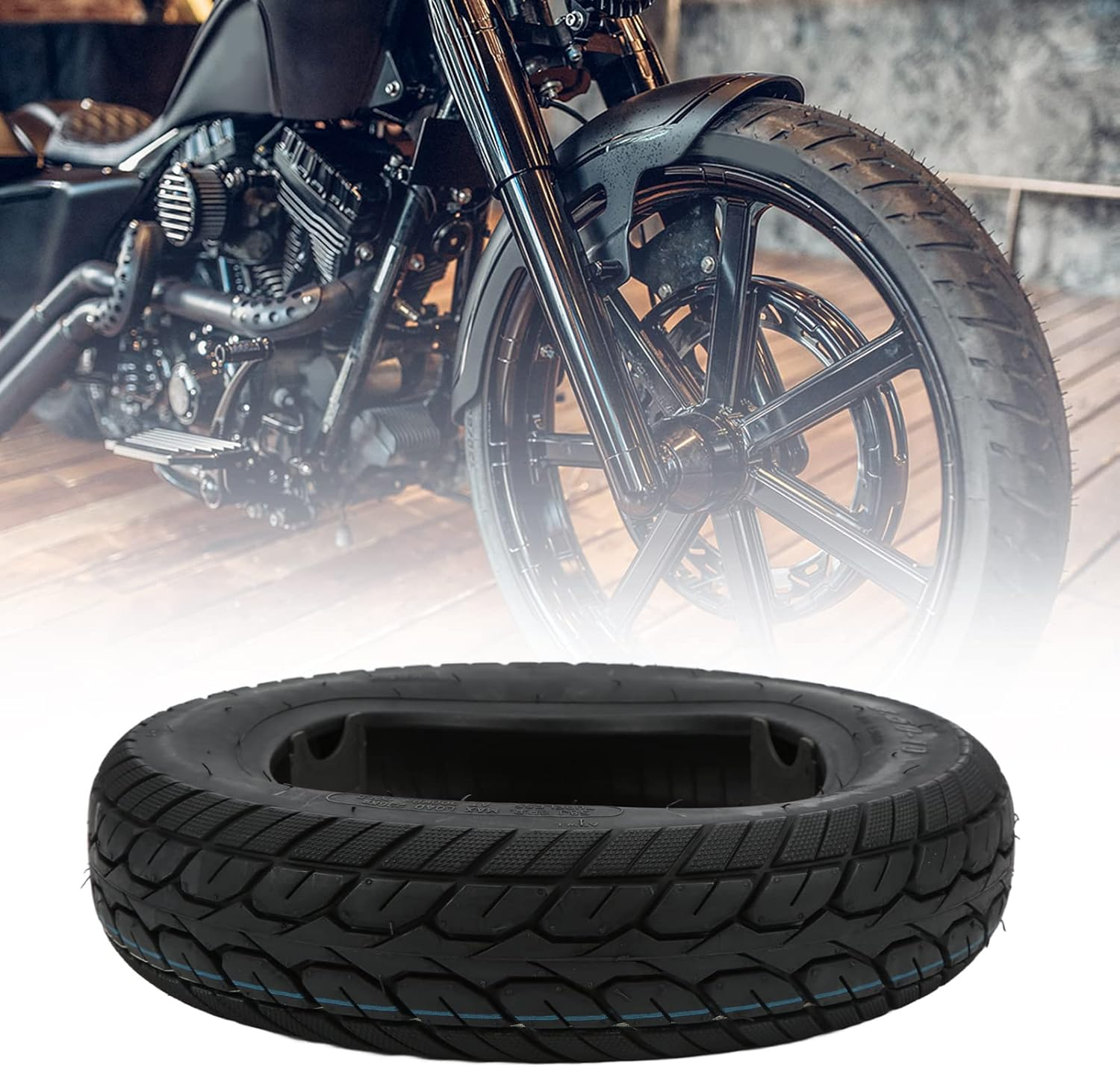 Motorcycle Tyre, Abrasion Resistance Puncture Proof 3.5‑10In Scooter Tire Rubber Comfortable Explosion Proof Strong Bearing Capacity for Motorbike