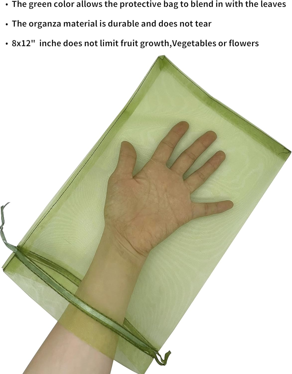 Jexila 50 Pack Fruit Protection Bags 12X16 Inch Fruit Netting Bags for Fruit Trees Fruit Cover Mesh Drawstring Bags Fruit Protectors Pest Barrier for Grapes Mango Flower Veggies Garden image number 3