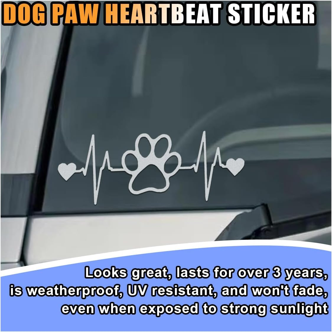 Dog Paw Heartbeat Sticker Decal, Vinyl Waterproof Sticker Decal, Cute Bumper Sticker Universal for Car Truck Van Wall Cup Tumbler Laptop image number 6