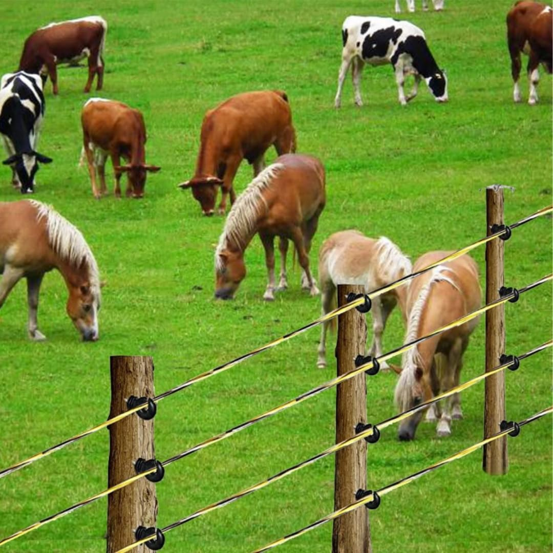 Electric Fence Ring Insulators, 50 Pack with Installation Bit, 3.7 Inch Black Ring Design image number 1