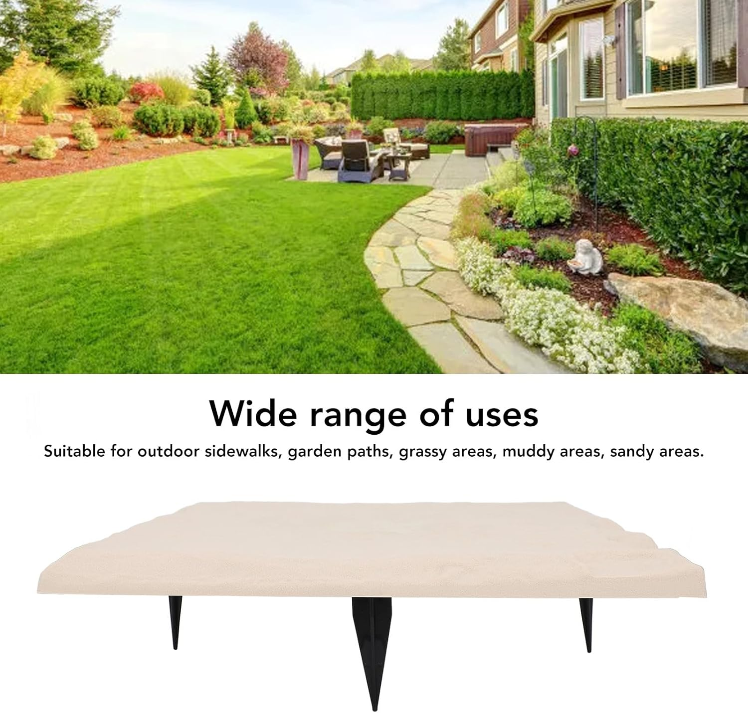 Decorative Stepping Stones, Resin Garden Stepping Stones with Ground Stakes, That Stake into the Ground, 4 Pack Home or Garden Step Stones for Outdoor Walkway Pathway Pavers - Beige image number 4