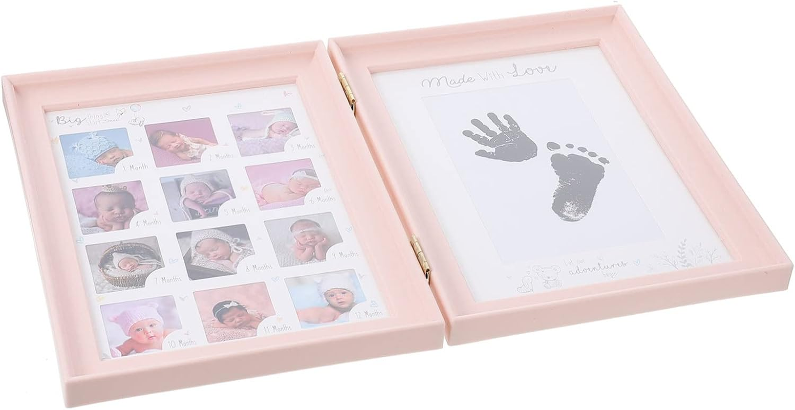 ERINGOGO Growth Photo Frame Desktop Picture Frame Ornament for Newborn Footprint Memories Durable and Safe Keepsake Holder Present for First Birthday
