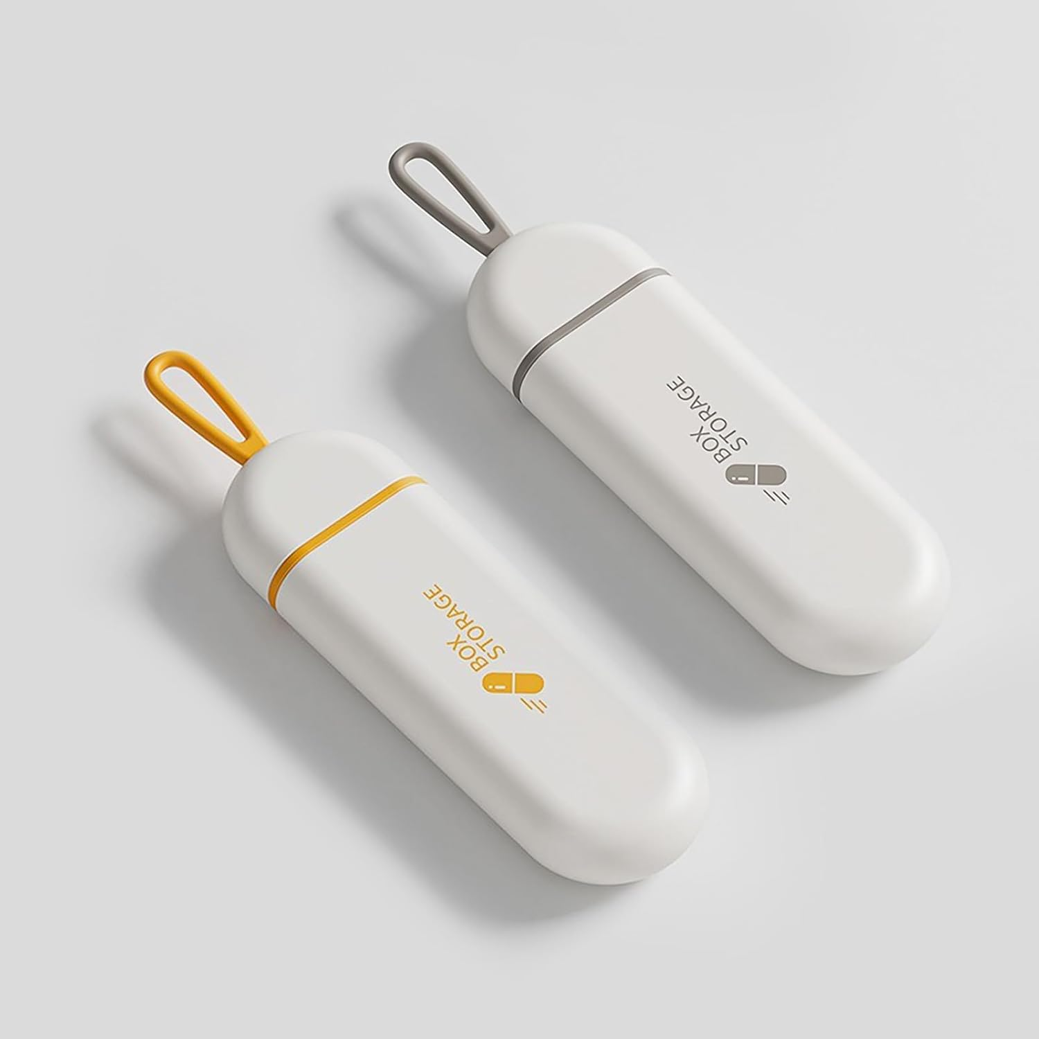 Travel Pill Organiser, 3 Cell Portable Waterproof Pill Box with Silicone Carrying Ring, Mini Pill Box Perfect for Office, Temporary Travel, Easily Put in Wallet. (Orange-White)