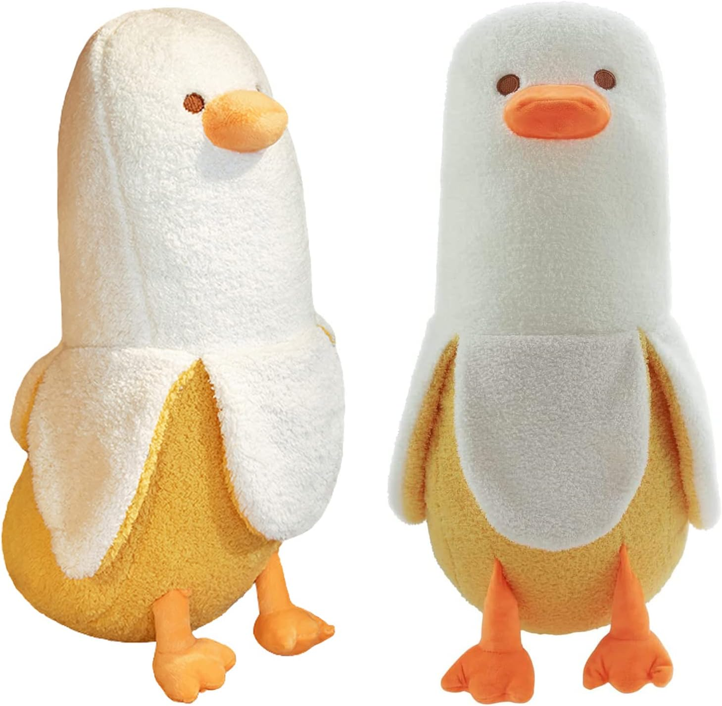 Banana Duck Plush Toy 19.6",Cute Plushies Banana Stuffed Animal,Duck Plushie Long Banana Duck Plush Pillow,Funny Hugging Pillow Sleeping Cushion Soft Gifts for Boys Girls Birthday Christmas(White)
