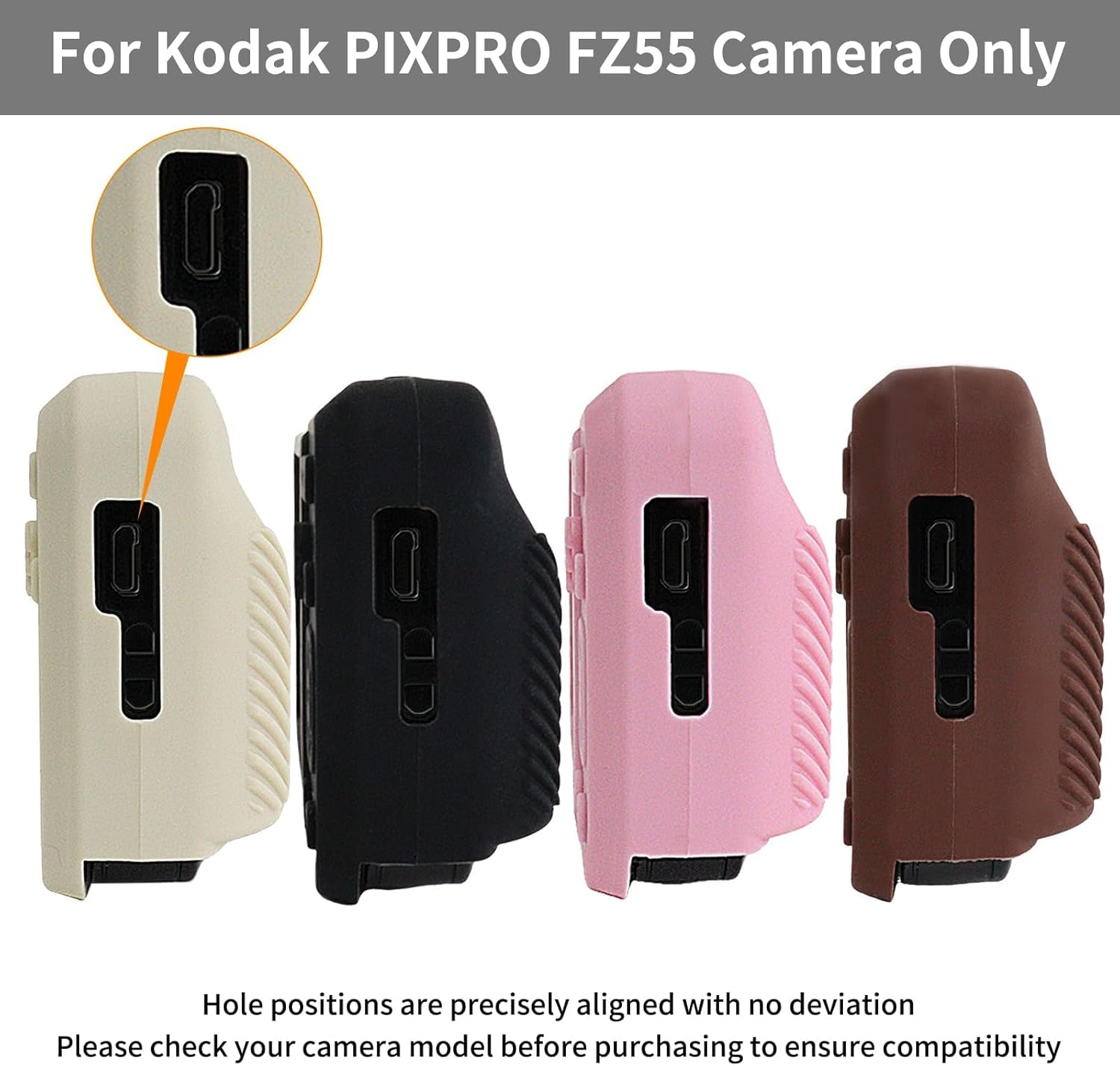 Rieibi Silicone Case for Kodak PIXPRO FZ55 Case, Accessories for Kodak PIXPRO FZ55 Camera Case with 2 Pcs Screen Protectors, Detachable Lens Cover for PIXPRO FZ55 Camera，Black