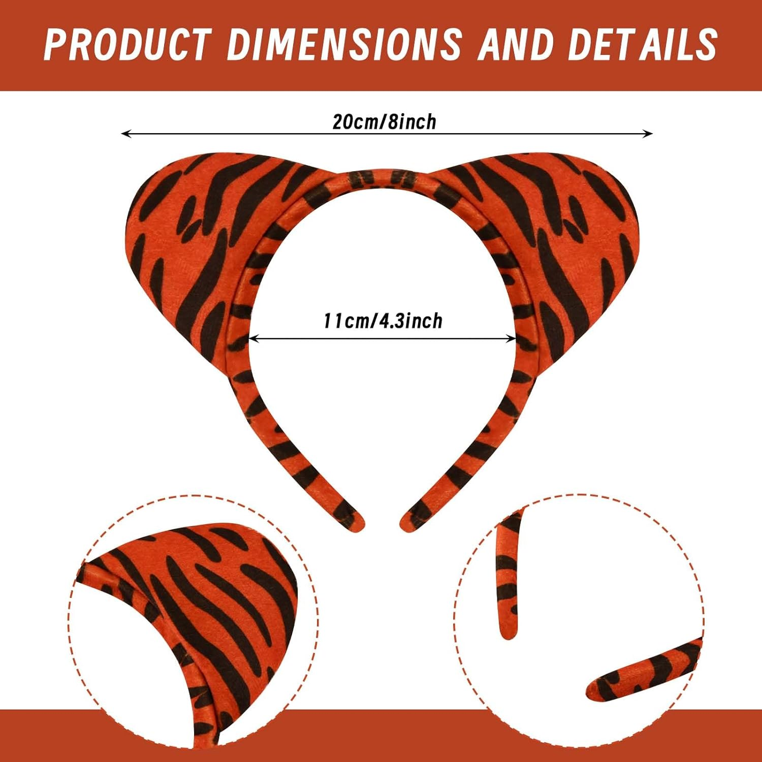 Kavoc 4 Pcs Halloween Animal Costume Headbands - Tiger, Pig, Bear & Donkey for Animal Themed Party image number 4