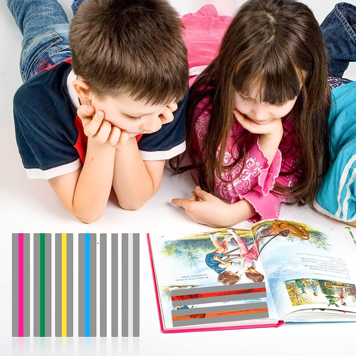 24 Pieces Guided Reading Strips Reading Helper Strips, Reading Ruler Colored Overlay Highlight Bookmarks Help with Dyslexia for Kid and Teacher Supply Guided
