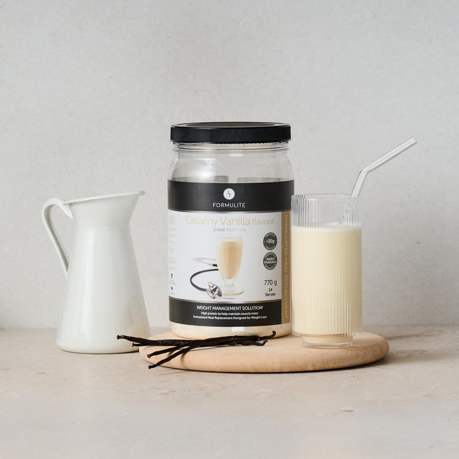 Formulite Protein Shake Tub 770G, High Protein Low Sugar Meal Replacement Shake Powder for Men and Women. VLCD (Very Low Calorie Diet) Shakes - (Creamy Vanilla)