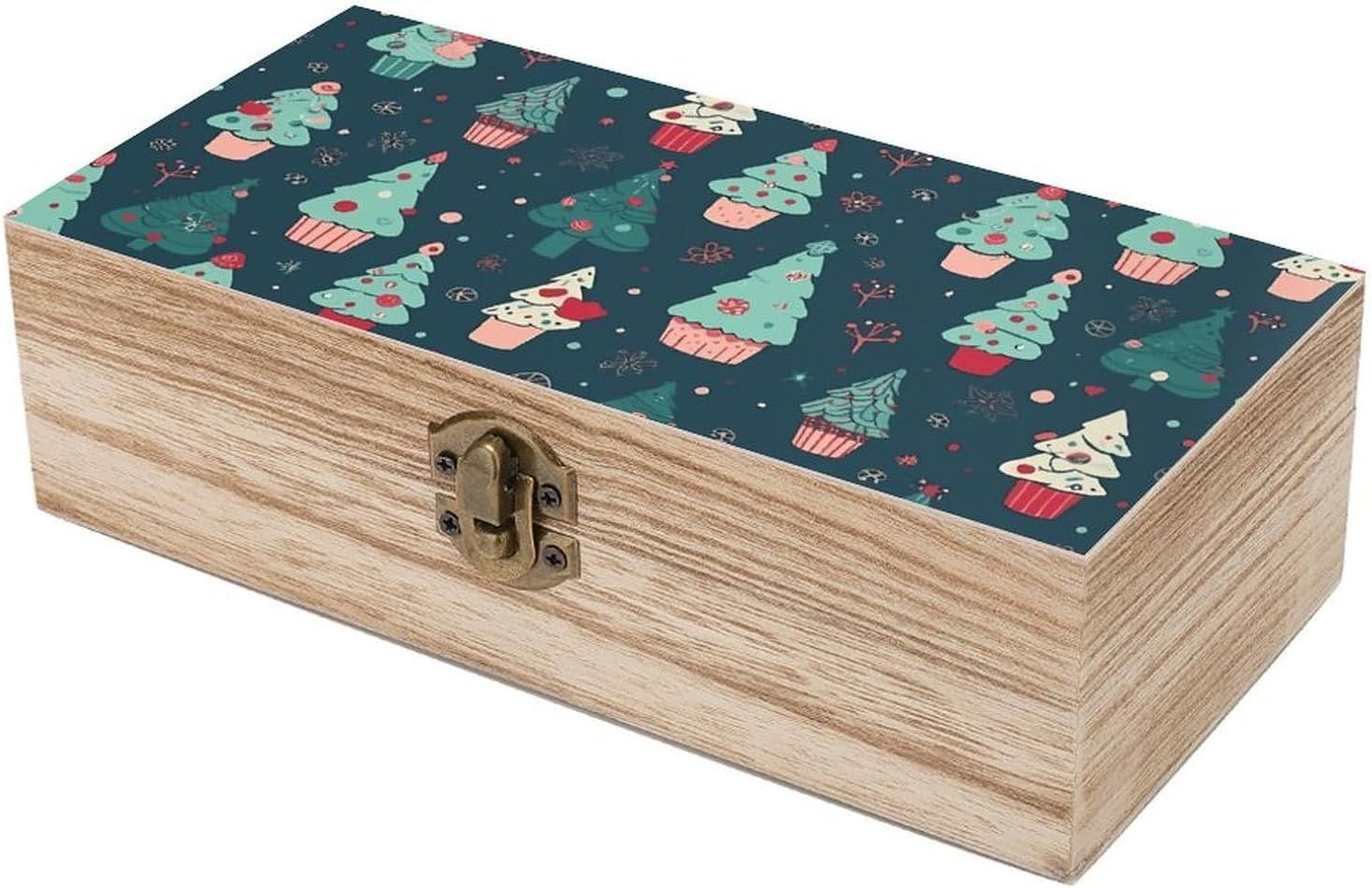 Cupcakes Wooden Box Wood Wedding Keepsake Boxes with Lids Small Decorative Boxes Lightweight Wooden Memory Storage Box for Crafts Keepsakes Jewelry Photo Letter Storage image number 3