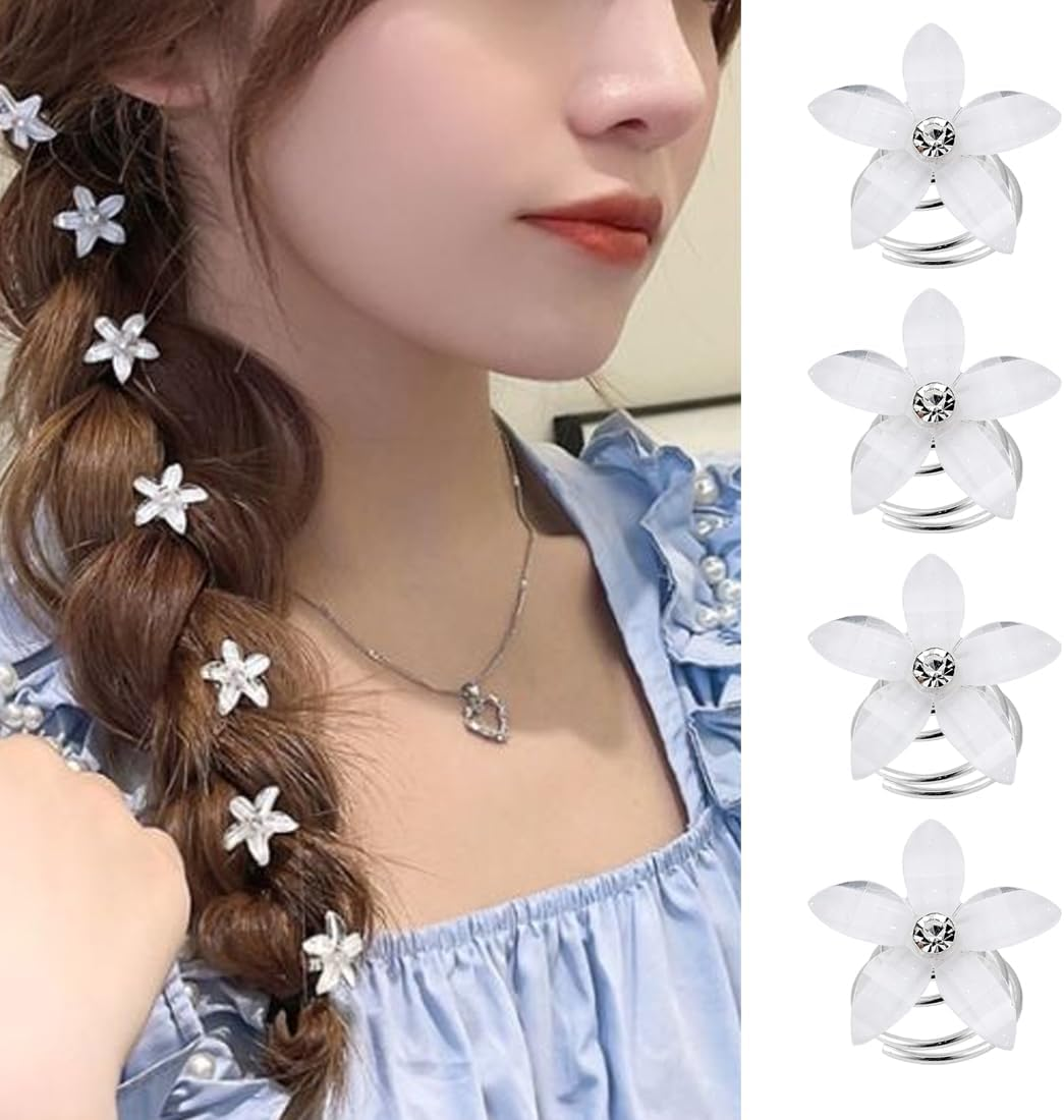 OUDQFCJ 12 White Flower Hair Spiral Wedding Hair Accessories Bridal Hair Clips image number 5
