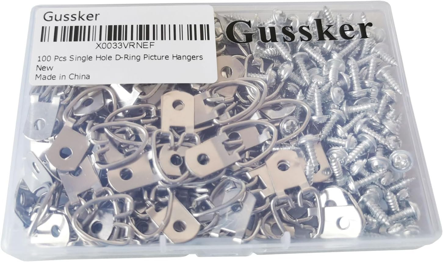 D-Ring Picture Hangers with Screws 100 Pcs, Single Hole Picture Hanging Hardware, Picture Hooks for Mirror, Clock, Decoration, Paintings, Artwork Picture Frame image number 3