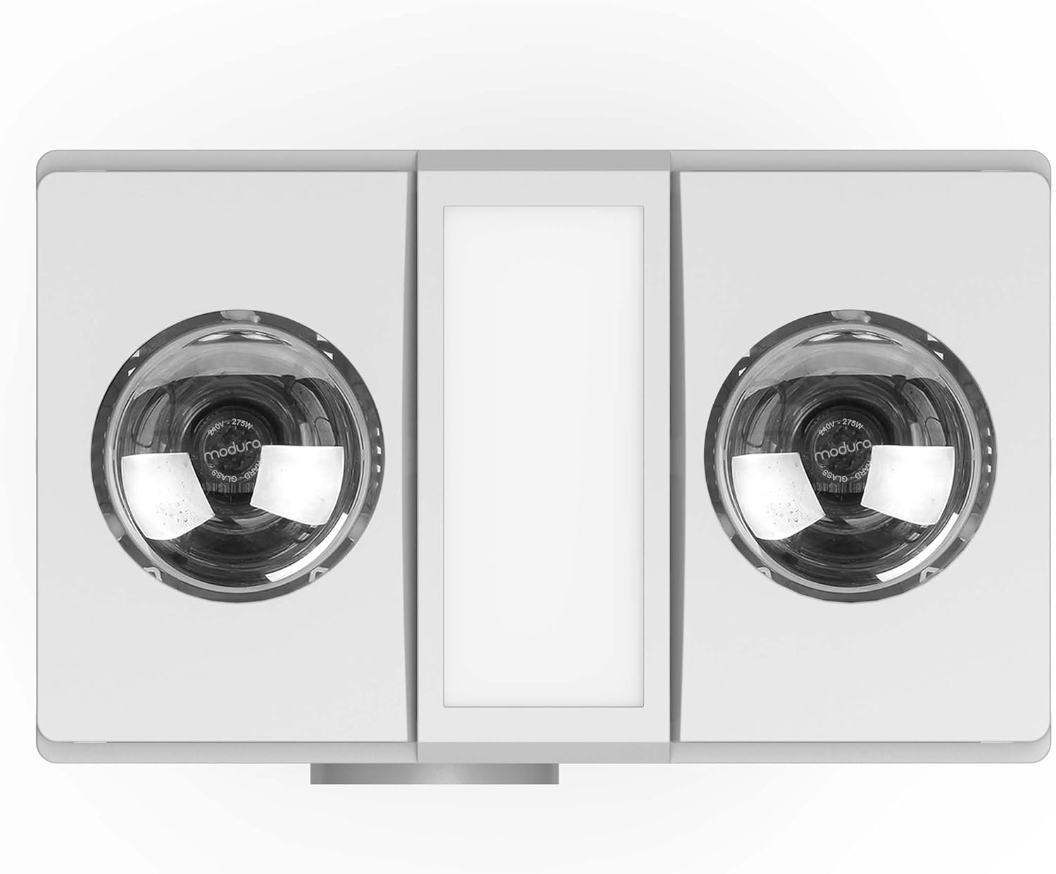 Modura Alllux2 Bathroom 3-In-1 Heater Fan Exhaust 16W Tricolour LED Panel 2X275W Infrared Instant Heat (White)