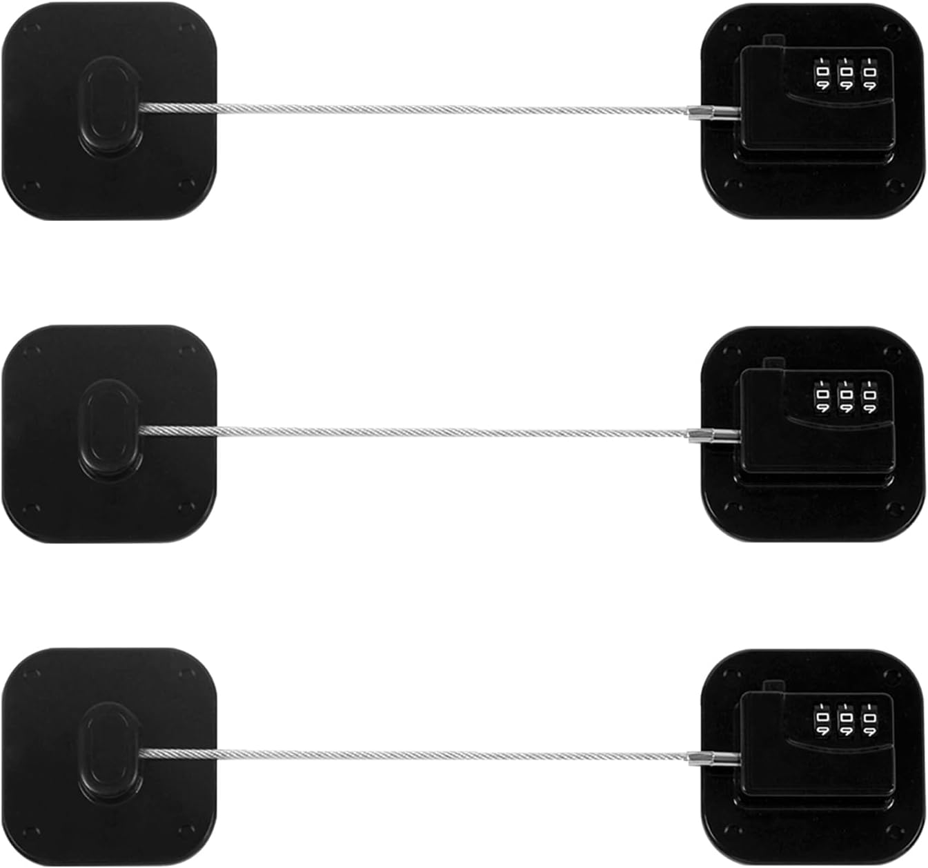 Refrigerator Lock, Heavy Duty Fridge Lock, Combination Lock for Refrigerator Cabinets, Drawers, Safety Lock, Easy Install No Keys Needed (Black-1Pack)