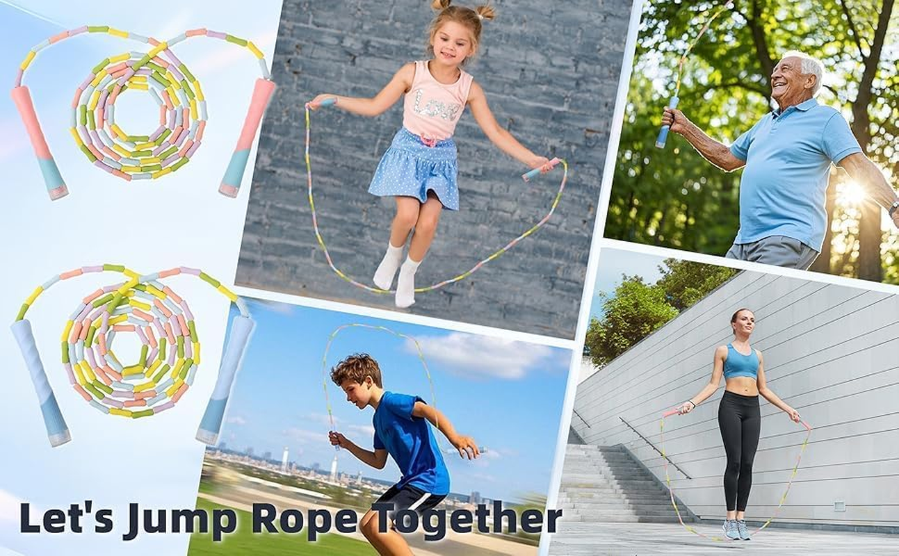 Skipping Rope Kids, Tangle-Free Segmented Soft Beaded Jump Rope Adjustable Length, Jump Rope for Kids Outdoor Fitness, Gymnastics, Training, Exercise and Weight Loss image number 4