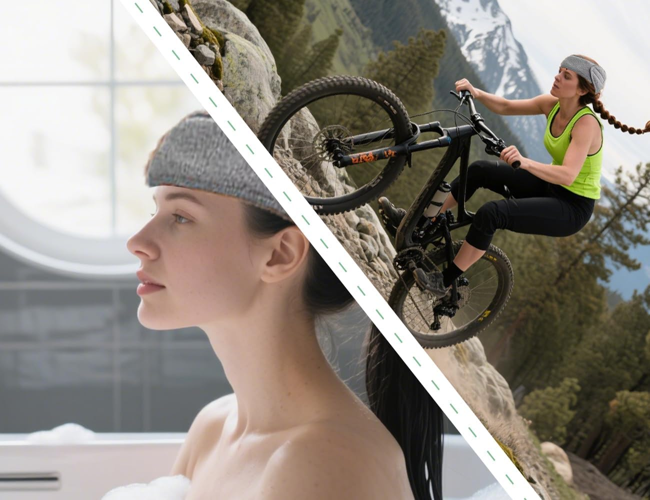 AOYEGIC Pack of 3 Cosmetic Hair Bands, Adjustable Headband for Make, Self-Adhesive Headband for Make-Up, for Sports, Make-Up, Wash Your Face (Black + White + Grey) image number 4