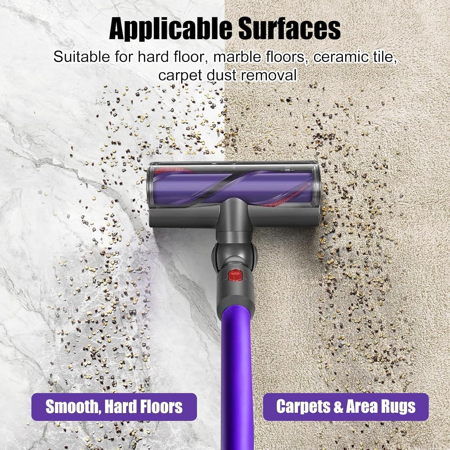 Quick-Release Roller Motorhead Cleaner Compatible with Dyson V7 V8 V10 V11 V15 Vacuum Cleaner Animal Absolute Models Cleaner Head Replacement Part Accessories Electric Head for Hardwood Floor Carpets image number 5