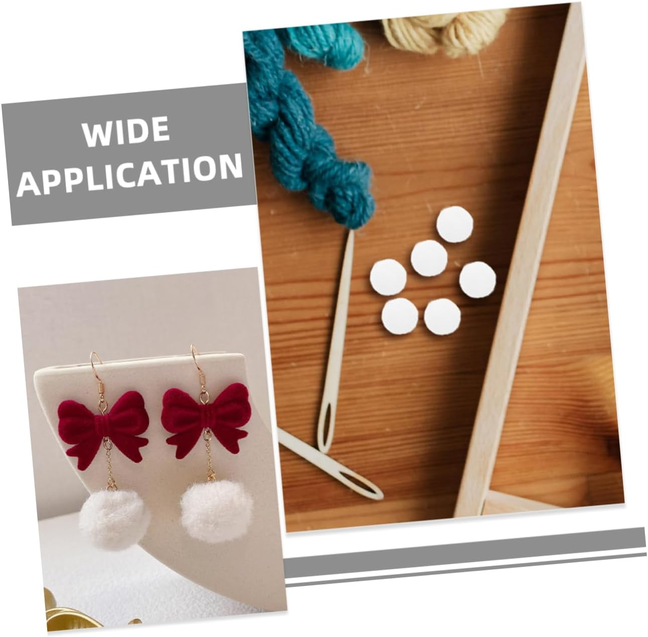 SHINEOFI 200Pcs White Small Polyester Pom Pom Balls 12Mm Soft Elastic for DIY Crafts School Projects Christmas Garlands and Decorative Accessories image number 4