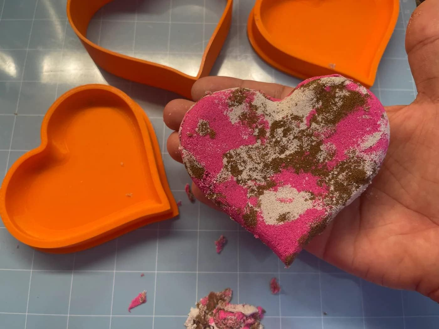 3.5&rdquo;X4&rdquo;X1&rdquo; 3D Heart Shape Bath Bomb DIY Hand Press 3D Printed Mold image number 2