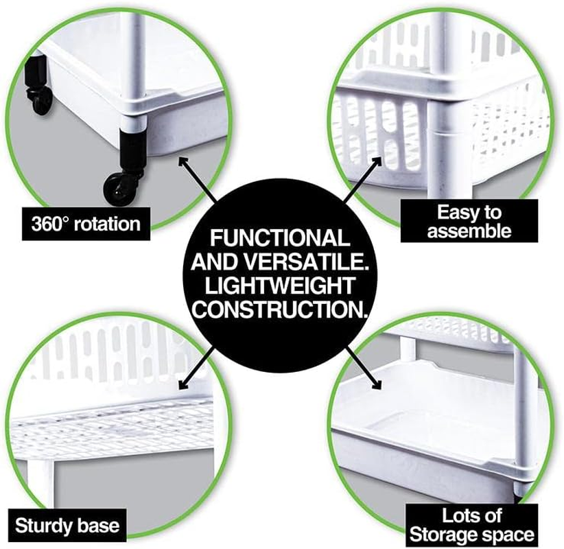 Layer 4 Tier Storage Cart Multi-Purpose Portable Lightweight Durable White 82Cm image number 2