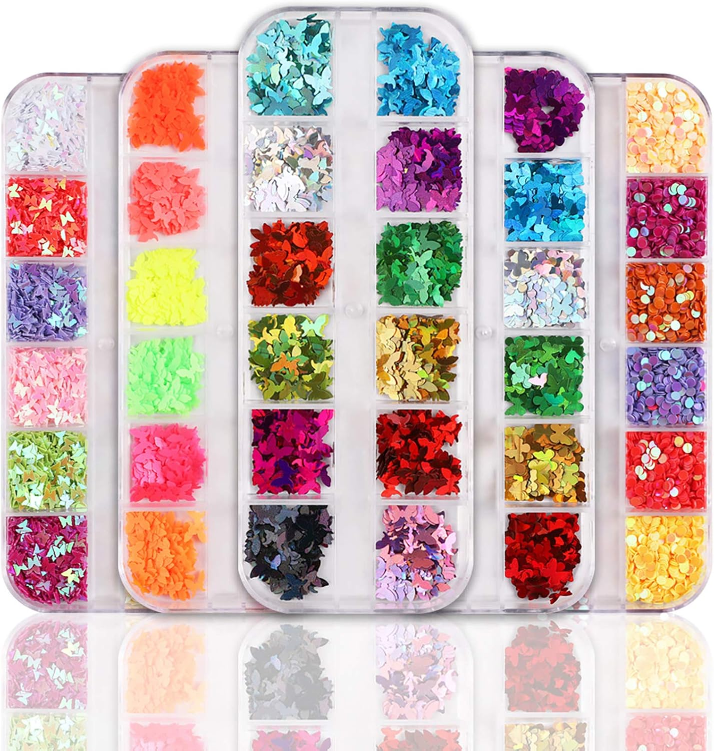 2 Boxes Mixed Color Alien Nail Nail Sequins Fruit Butterfly and Bear Shape image number 2