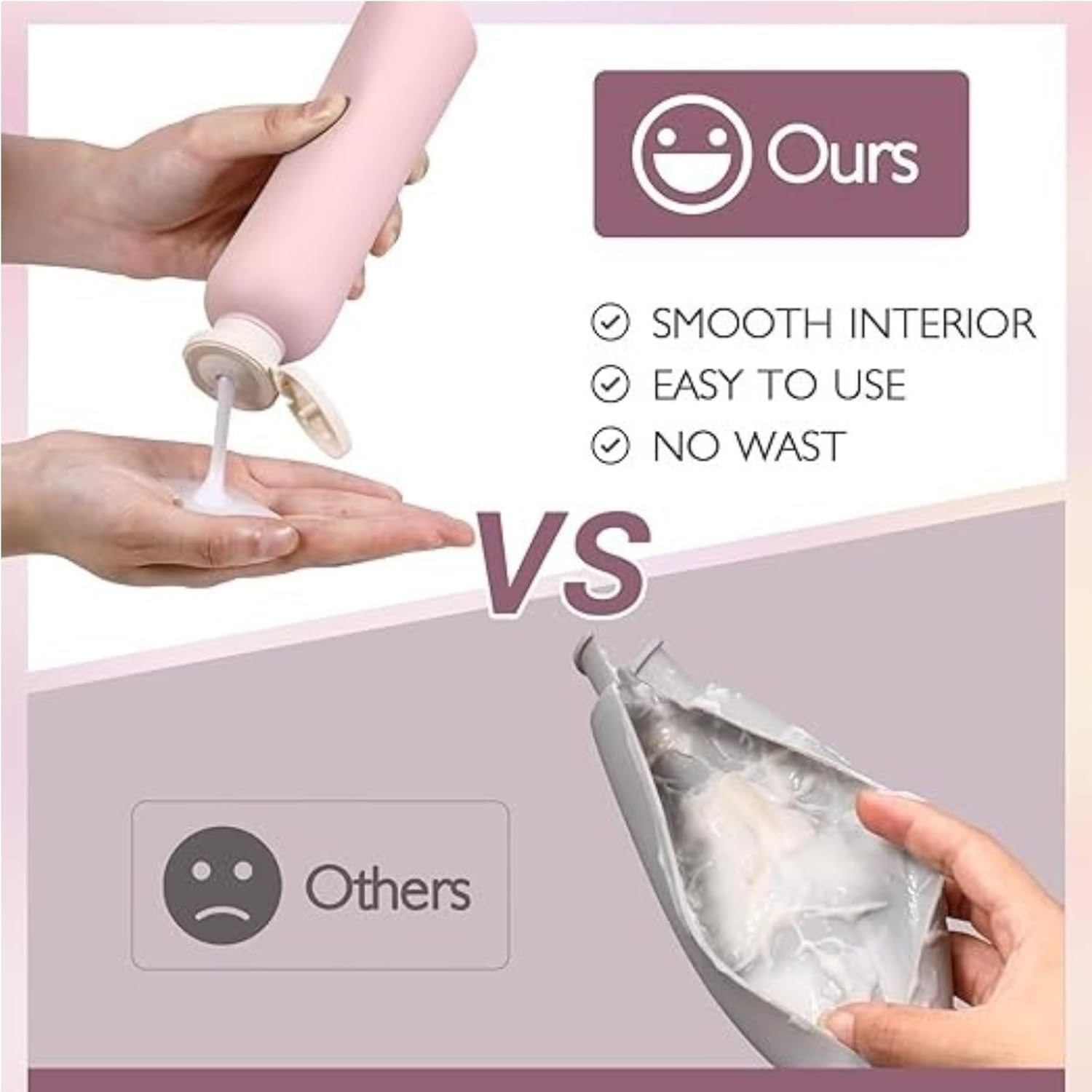 Kalione 4PCS Refillable Travel Shampoo and Conditioner Bottles - Refillable Travel Bottle, Leak Proof Toiletry Bottle, Empty Shampoos and Conditioner Bottles with Flip Cap for Easy Packing(Pink) image number 5