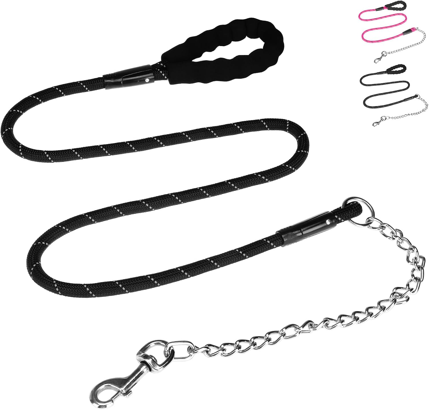 Homimp Chain Dog Leash - Reflective, Chew Proof Metal Leash for Large Dogs, 6 FT with Comfortable Soft Padded Handle, anti Bite Durable, Non Chewable (Red)