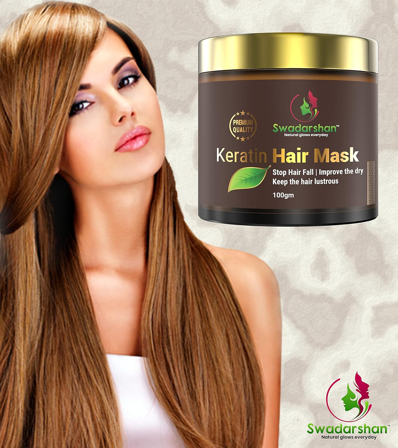 Swadarshan Keratin Hair Mask for Dry, Frizzy, Damaged Hair (100Gm Jar) image number 1