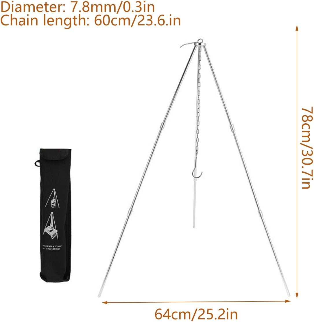 AIMALL Outdoor Camping Bonfire Tripod &ndash; Aluminum Alloy Hanging Pot Fire Bracket for Picnic and Cooking &ndash; Adjustable Height with Chain &ndash; Portable Camping Supplies image number 6