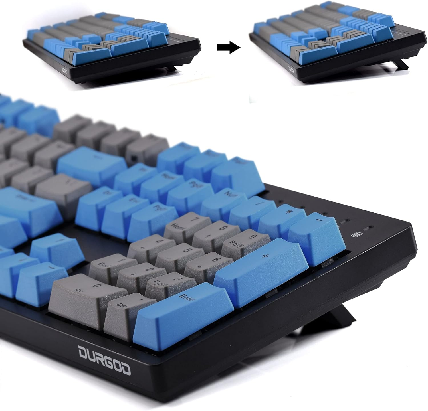 Durgod Taurus K310 Full Size Mechanical Keyboard | 104 Keys Tenkeyless | USB C Wired | Doubleshot PBT Keycaps | Programmable Keys | NKRO Rollover | Windows & Mac (Grey & Blue, Cherry Silent Red) image number 4
