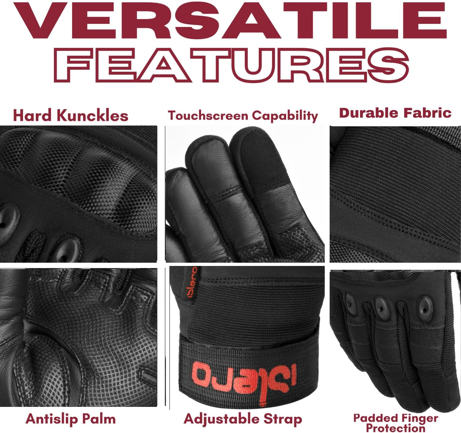 Islero Heavy Duty All Weather Motorbike Motorcycle ATV Paintball Outdoors Sports Full Finger Gloves Carbon Fiber Knuckle Hiking Climbing Racing Riding Cycling Gloves image number 2