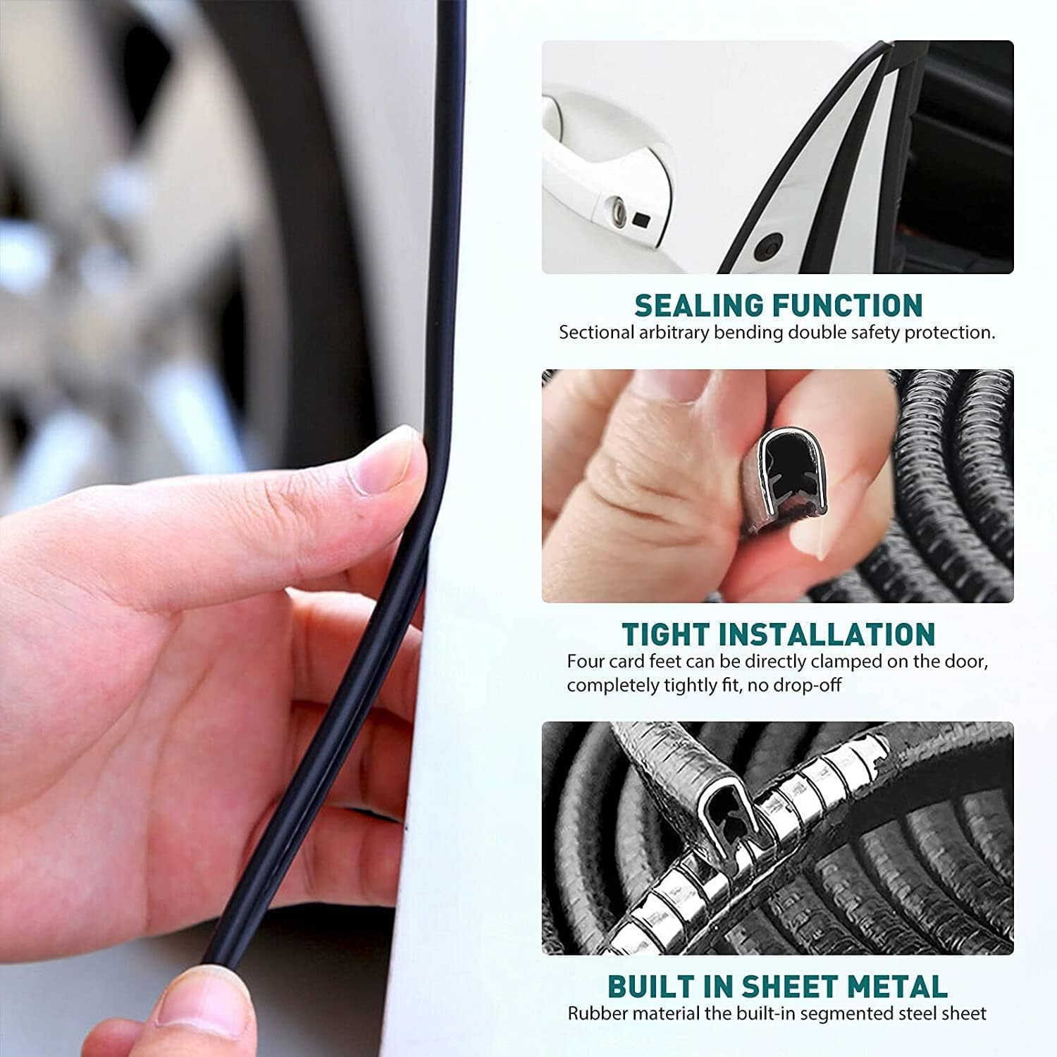 32Ft Car Door Edge Protector - Universal Fit without Glue U-Shape Car Door Edge Guards Car Trim Rubber Seal Fits for Sedans, Trucks, SUV, ATV, Boats image number 1