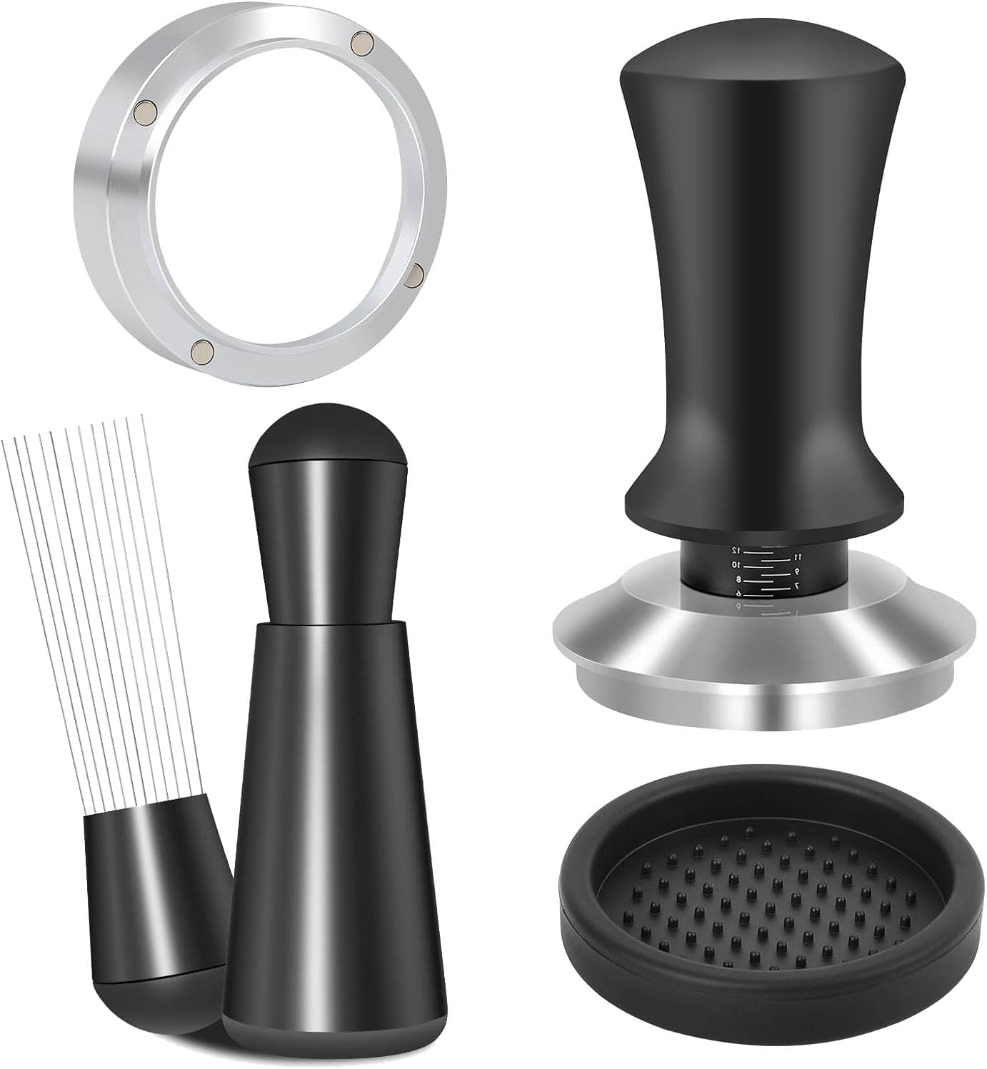51Mm Espresso Accessories Kit - Calibrated Spring-Loaded Tamper (30Lbs), WDT Tool with 0.35Mm Needles & Magnetic Dosing Funnel | Barista-Grade Set for 51Mm Portafilters & Espresso Machines