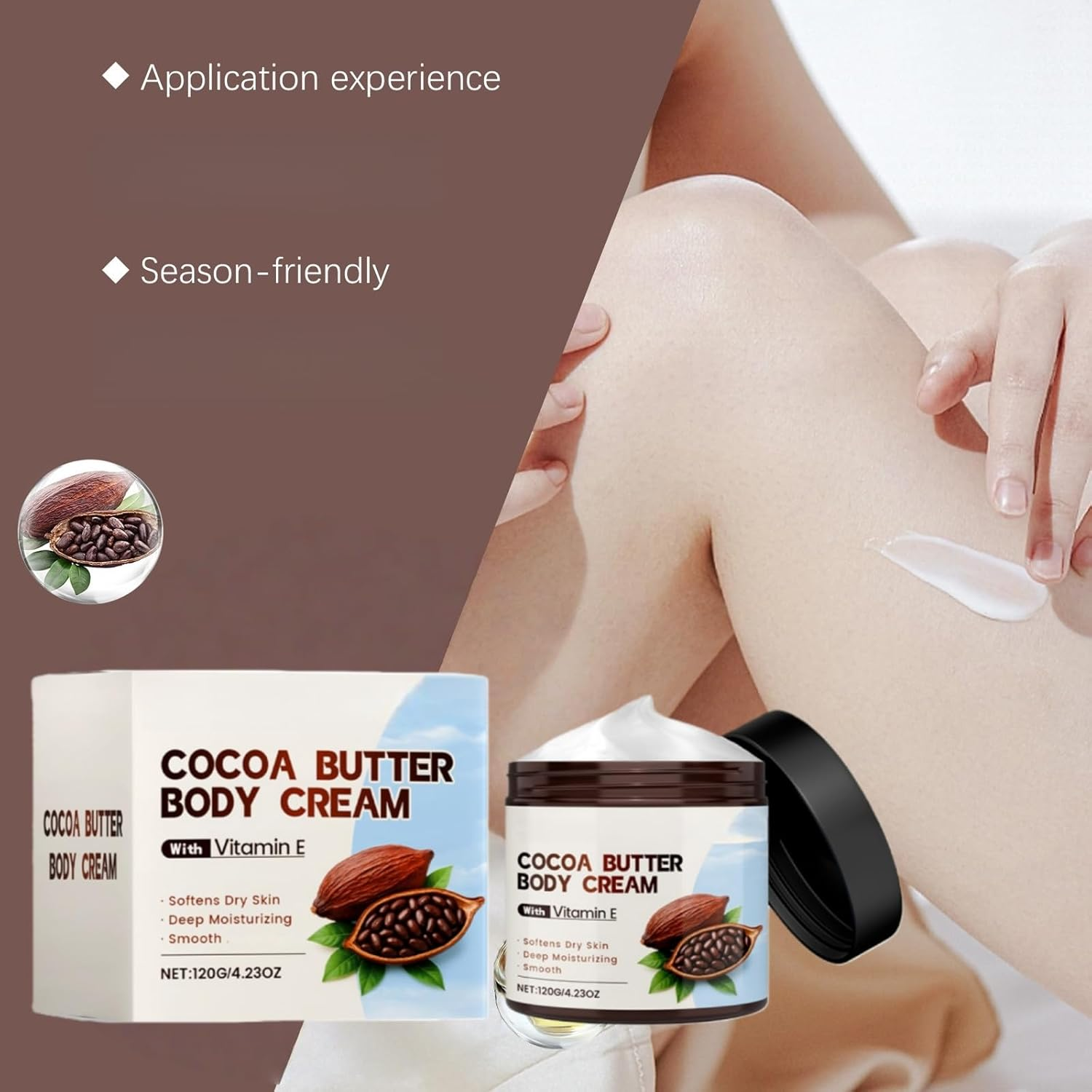 Cocoa Butter Face & Body Cream，Vitamin E Cream，Mens Skin Firming Body Lotion for Extremely Dry Skin, Cocoa Bodys Butter&Deep Nourishing Serum for Women, Skins Tightening Creams for Bodys (3) - 1 image number 5