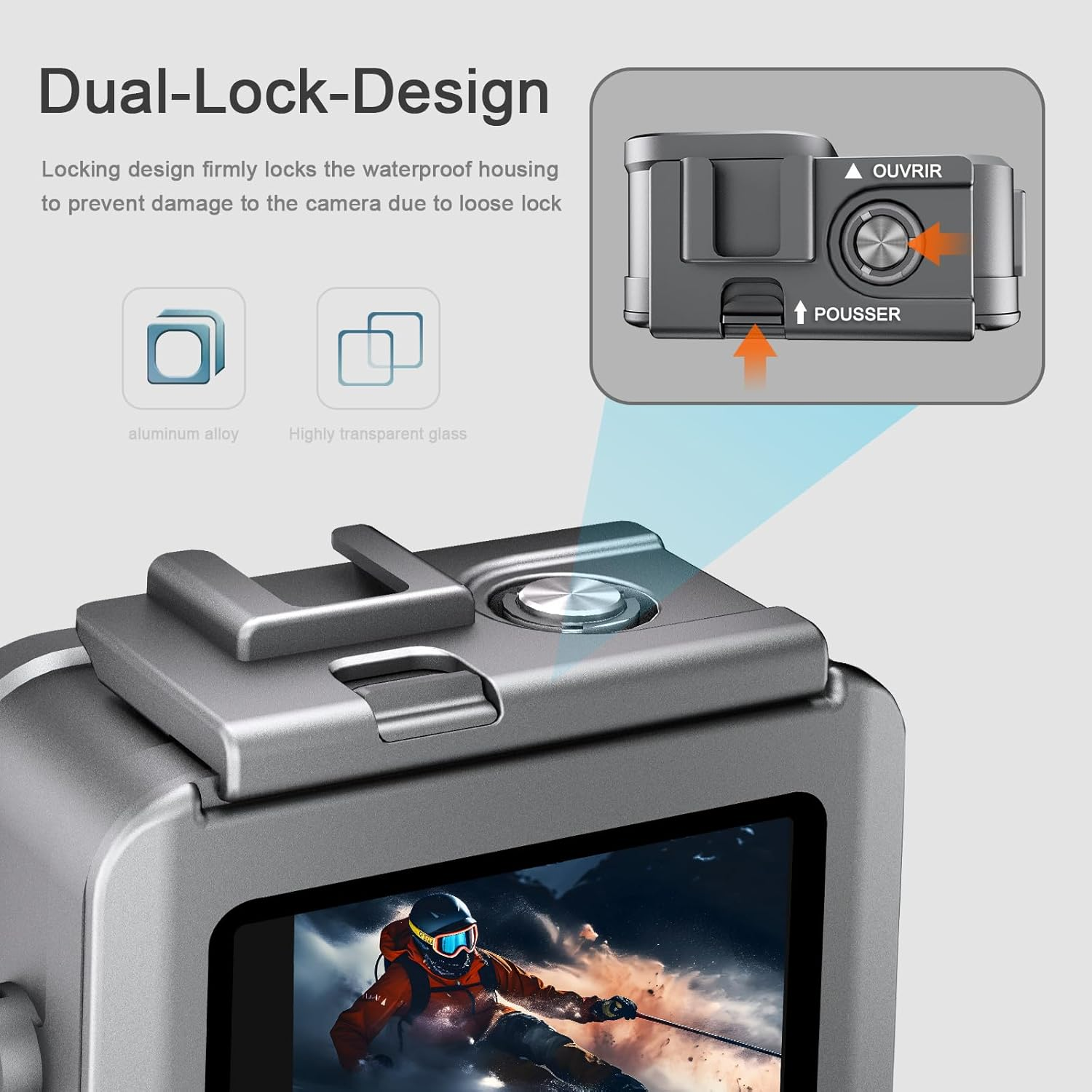 Fitstill 263FT/80M Aluminum Alloy Protective Underwater Waterproof Case for Go Pro Hero 13 Hero 12 Hero 11 Hero 10 Hero 9 Black,2 Cold Shoe Bracket for Hero13/12/11/10/9 Black Action Camera Accessory